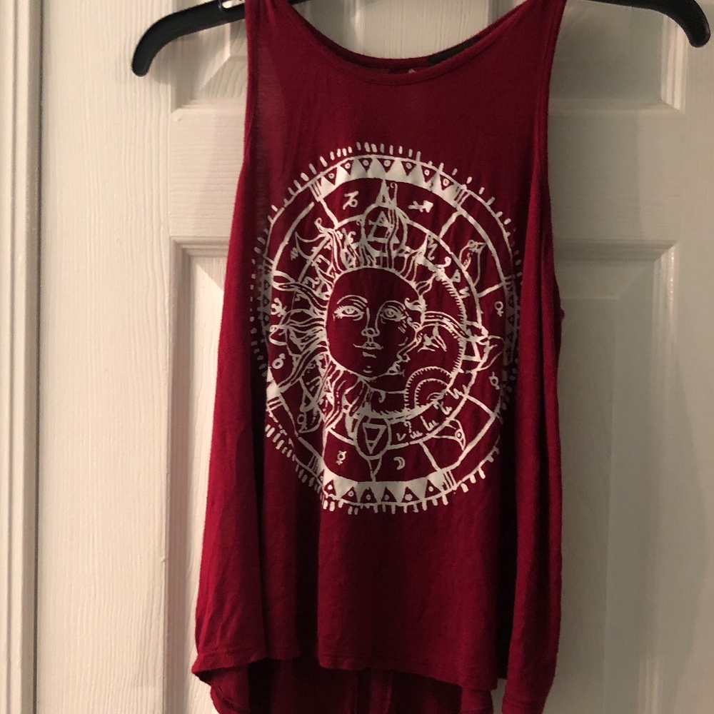 Burgundy Printed Tank w/ Open back